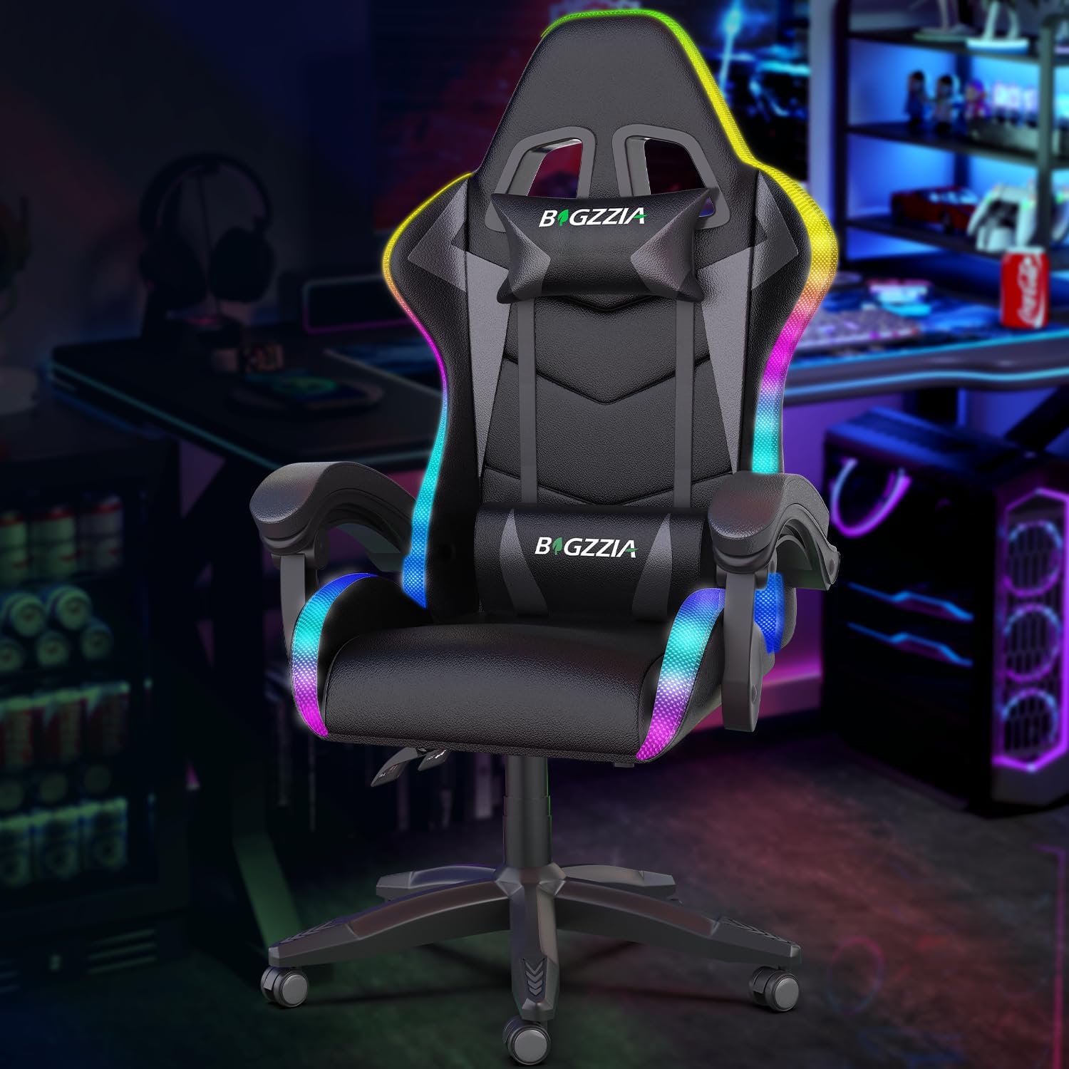 Rgb Gaming Chair - Gaming-Stuhl mit RGB-LED-Beleuchtung für Kinder &